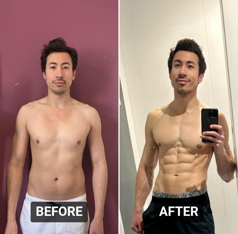 Personal training client before and after progress in Derby